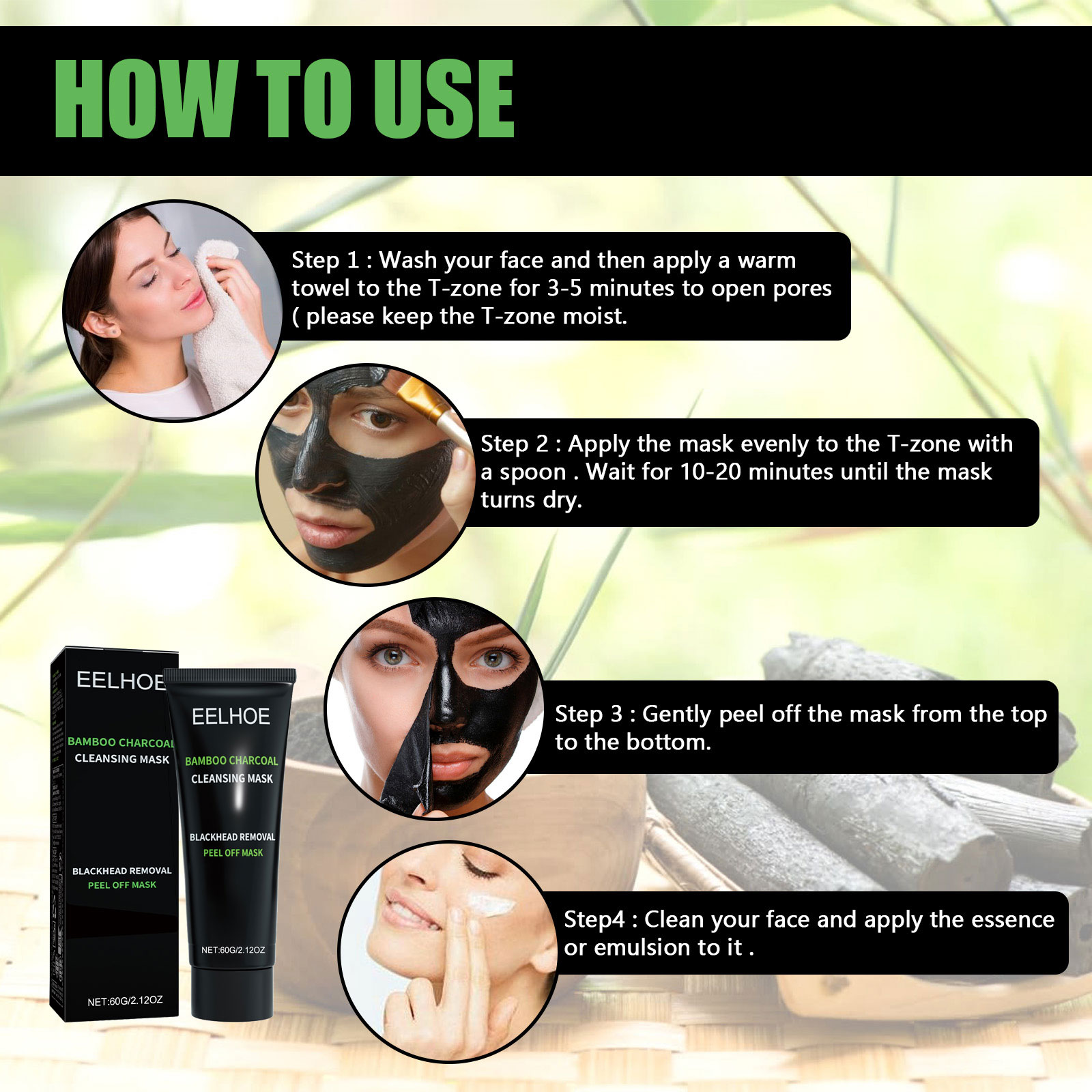 Bamboo Charcoal Tear-off Mask  - Mud Mask Kaolin 评论和价格
